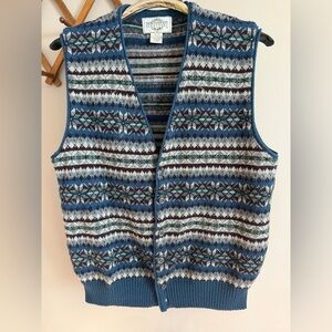 Northwest Territory Vintage Fair Isle Sweater Vest Mens XL eclectic grandpa